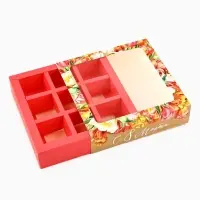 Коробка под 9 конфет с ячейками &laquo;8 марта&raquo; 14.5&times;14.5&times;3.5 см