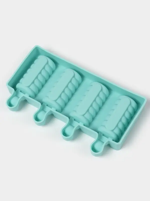 Форма для мороженого Доляна &laquo;Моника&raquo;, силикон, 19.5&times;11 см, 4 ячейки (6.7&times;3.2 см), МИКС