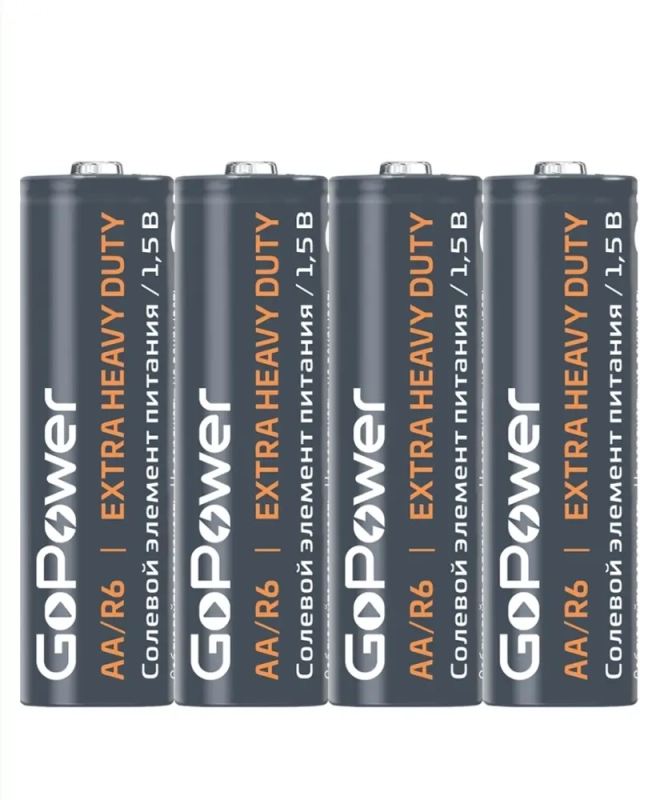 Батарейка GoPower R6 AA Shrink 4 Heavy Duty 1.5V Батарейка GoPower R6 AA Shrink 4 Heavy Duty 1.5V