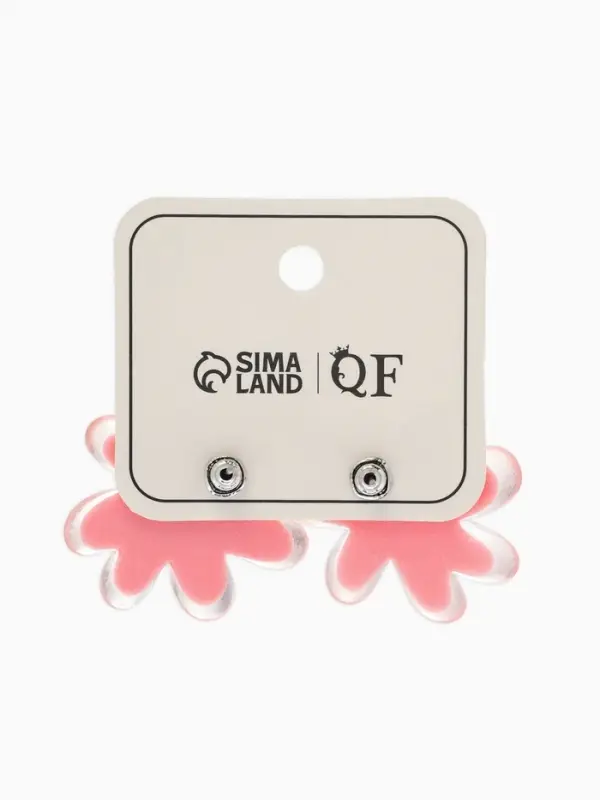 Серьги пластик "Цветочек летний" с блёсткой, цвет розовый