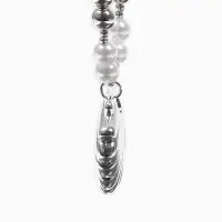 Кулон на жемчужных бусах "Ракушка", цвет белый в серебре