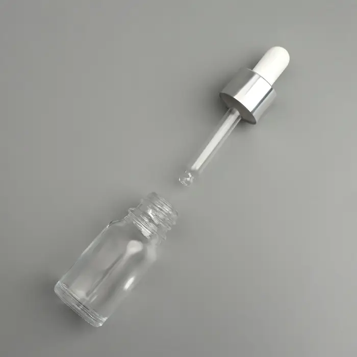Бутылочка для хранения, с пипеткой, 10 мл, цвет серебристый/белый Бутылочка для хранения, с пипеткой, 10 мл, цвет серебристый/белый