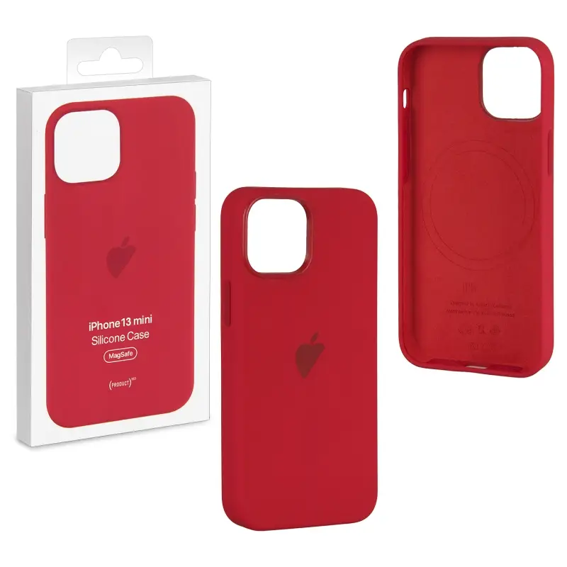 Чехол iPh 13 Mini Silicon Case 100% ORG Red (MagSafe + анимация NFC) c LOGO Чехол iPh 13 Mini Silicon Case 100% ORG Red (MagSafe + анимация NFC) c LOGO