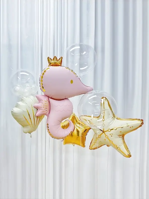 Воздушный шар фольгированный 42" &laquo;Морской конёк&raquo;, светло - розовый сатин