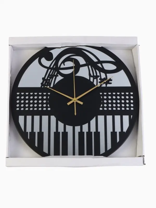 Часы настенные интерьерные &laquo;Пианино&raquo;, бесшумные, плавный ход, d=40 см, металл, зеркало