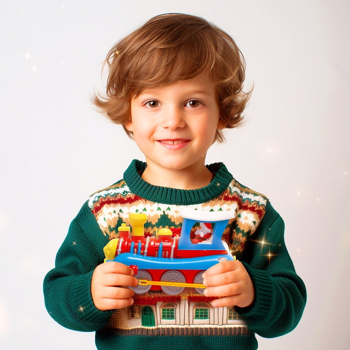 Паровоз «Новогоднее путешествие», работает от батареек, свет и звук Паровоз «Новогоднее путешествие», работает от батареек, свет и звук