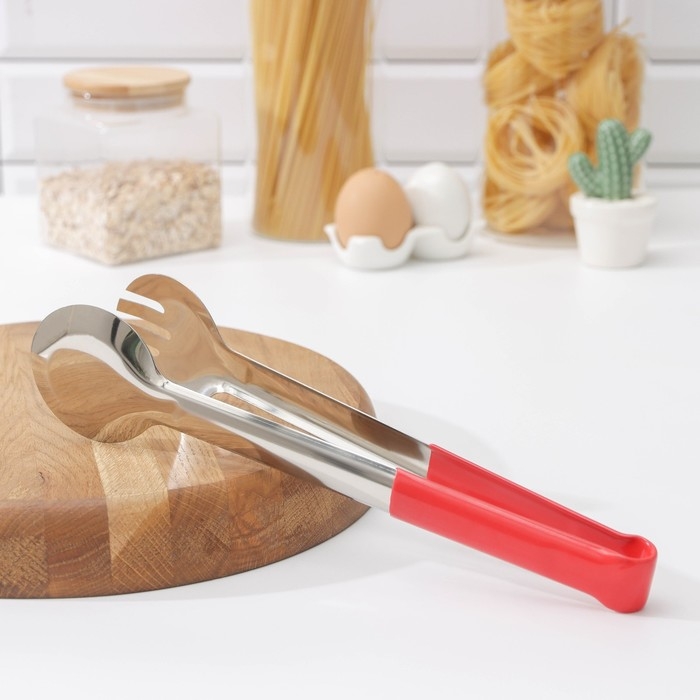 Щипцы кухонные Доляна «Краски», 27,5×6,5 см, 201 сталь, цвет красный Щипцы кухонные Доляна «Краски», 27,5×6,5 см, 201 сталь, цвет красный