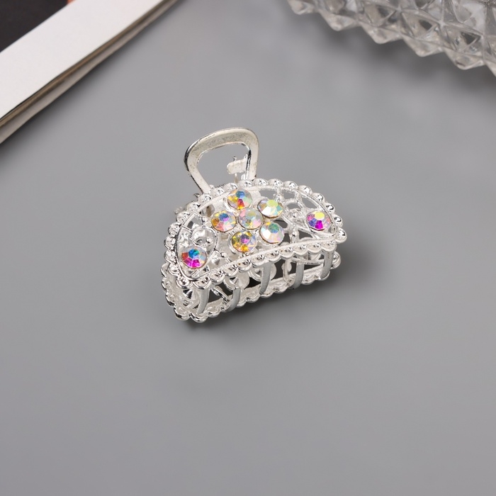 Краб для волос Краб для волос "Флоренс" узоры дуга, 2,5 см, серебро