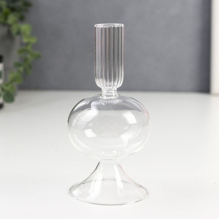 Подсвечник стекло на 1 свечу  Подсвечник стекло на 1 свечу "Сомма" прозрачный 15х7х7 см