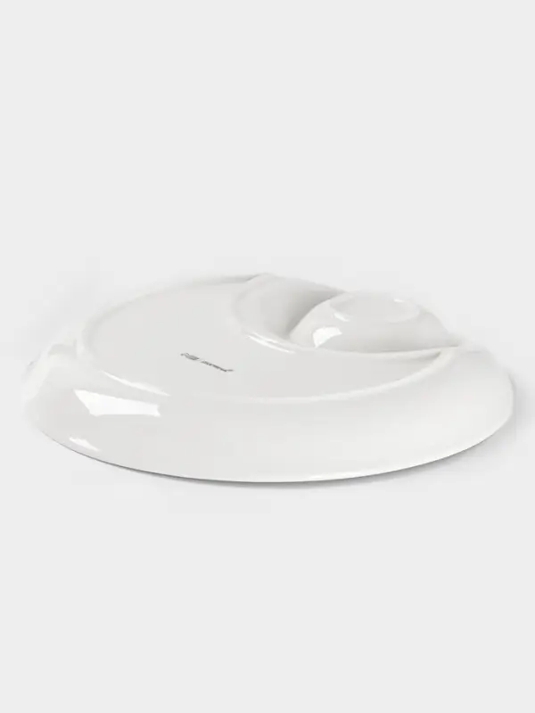 Блюдо с соусником Доляна White Label, d=25 см, фарфор, белое
