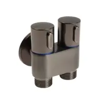Кран двойной ZEIN engr, 1/2" &times; 1/2", два вентиля, кран-букса керамика, нерж. сталь, графит