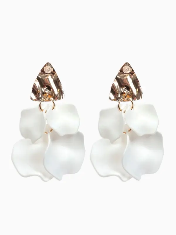 Серьги ассорти &laquo;Ветер&raquo;, мятые треугольники, цвет бело-золотой