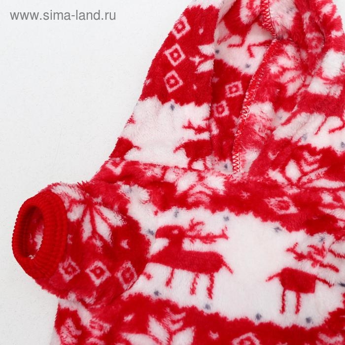 Комбинезон Комбинезон "Олени" с капюшоном, размер S (ДС 25 см, ОГ 35 см, ОШ 25 см), красный