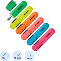 Набор текстовыделителей Kores BRIGHT LINER PLUS,ск нак,0,5-5мм,6цв