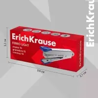 Степлер ErichKrause № 10, до 15 листов, встроенный антистеплер, серый