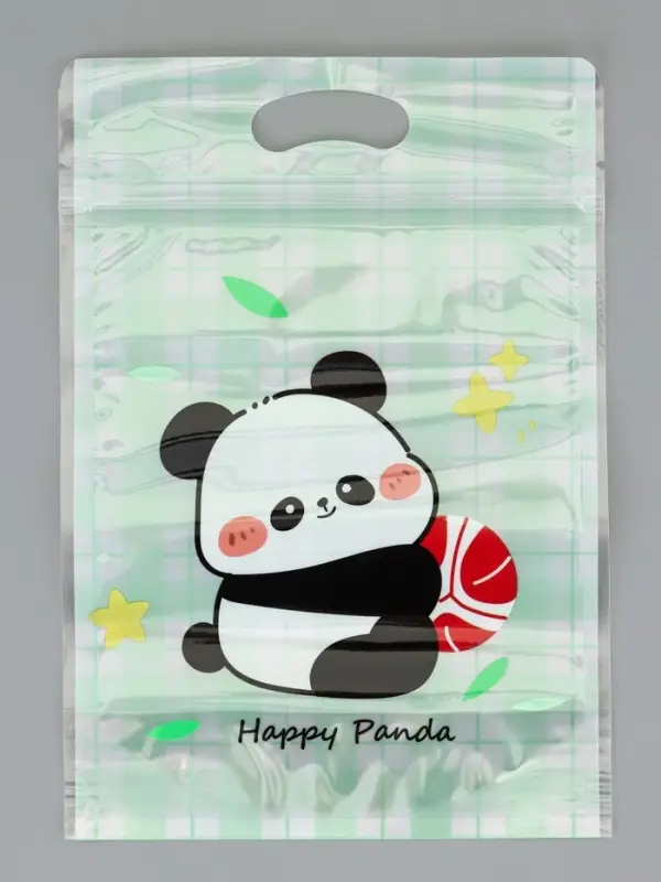 Пакет подарочный, с zip-lock застежкой, &laquo;Счастливая панда&raquo;, 15&times;23&plusmn;1 см МИКС