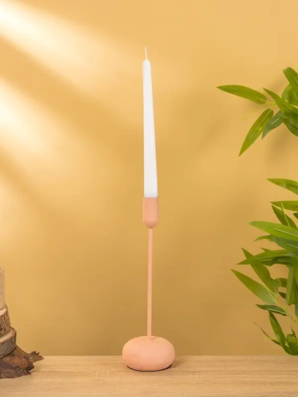 Подсвечник на 1 свечу текстурный  Подсвечник на 1 свечу текстурный "Пудровый" 8х8х25,5 см