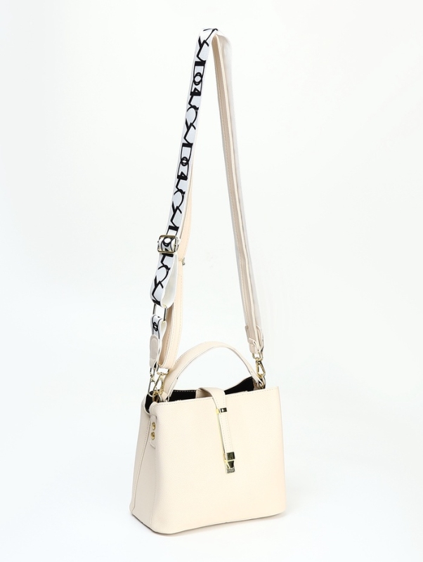 Сумка женская тоут на молнии, цвет молочный