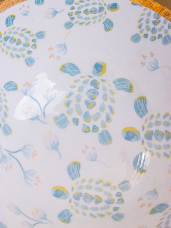 Салатник "Черепаха и цветы" дерево манго 25х25х10 см