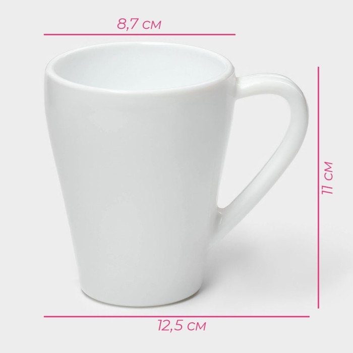 Кружка Доляна «Грация», 350 мл, стеклокерамика, цвет белый