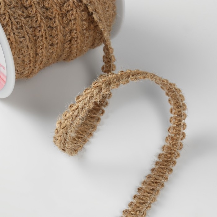 Тесьма декоративная холщовая «Шанель», 10 мм, 9 ± 0,5 м, цвет бежевый Тесьма декоративная холщовая «Шанель», 10 мм, 9 ± 0,5 м, цвет бежевый