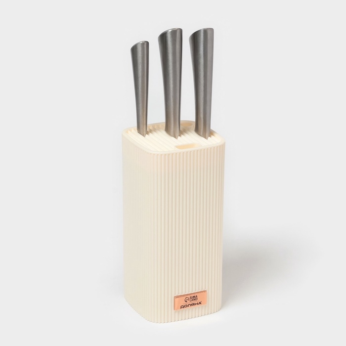 Подставка для ножей Доляна «Loft», 11×11×22 см, пластик, бежевый Подставка для ножей Доляна «Loft», 11×11×22 см, пластик, бежевый