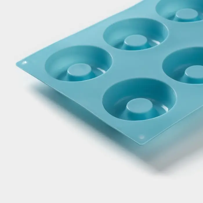 Форма для выпечки Доляна &laquo;Сладости. Пончики&raquo;, 29&times;17 см, 8 ячеек (d=6 см), силикон, МИКС