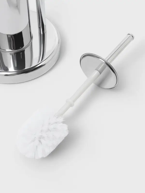 Ёршик для унитаза с подставкой напольный, 22&times;22&times;82 см, с держателем для туалетной бумаги, хром