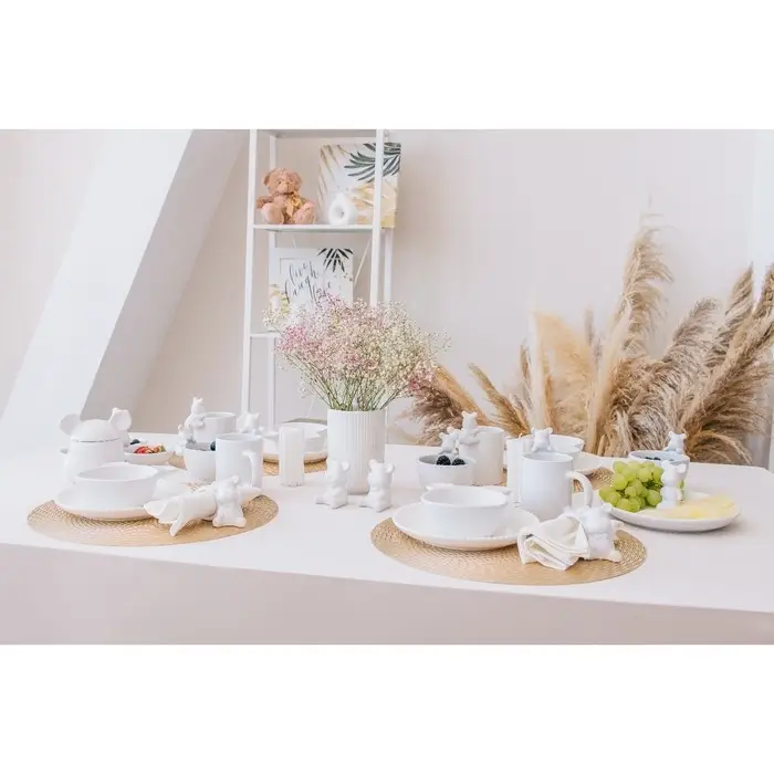 Тарелки Доляна &laquo;Мишка Отто&raquo;, 17&times;16&times;2.6 см, набор 2 шт., доломит, белые