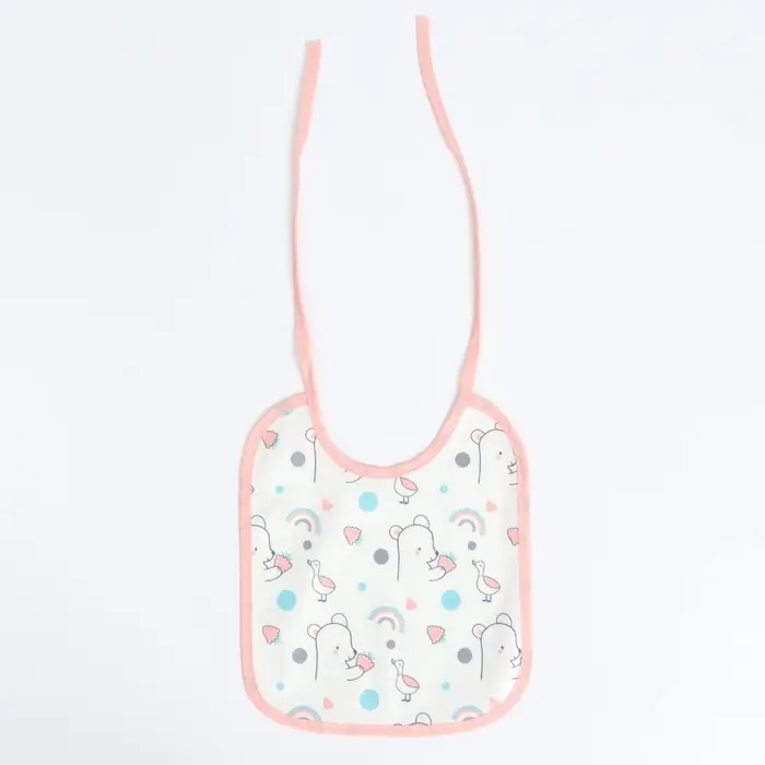 Набор детских слюнявчиков Крошка Я, 4 шт. + подарок, 20&times;17 см, цвет розовый, серый