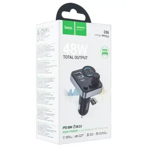 Трансмиттер E86 HOCO АЗУ PD30W + 2 USB car BT FM чёрный