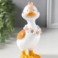 Сувенир полистоун "Утёнок с цветочным венком на шее" 9,5х6,5х17 см