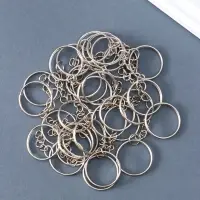 Основа для брелока кольцо металл с цепочкой серебро набор 50 шт 2,4х2,4 см Основа для брелока кольцо металл с цепочкой серебро набор 50 шт 2,4х2,4 см
