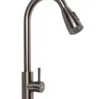 Смеситель для кухни ZEIN Z4961, нержавеющая сталь, с выдвижной лейкой, 2 режима, серый