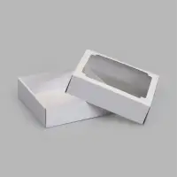 Коробка складная, крышка-дно,с окном, белая, 23 х 23 х 6,5 см