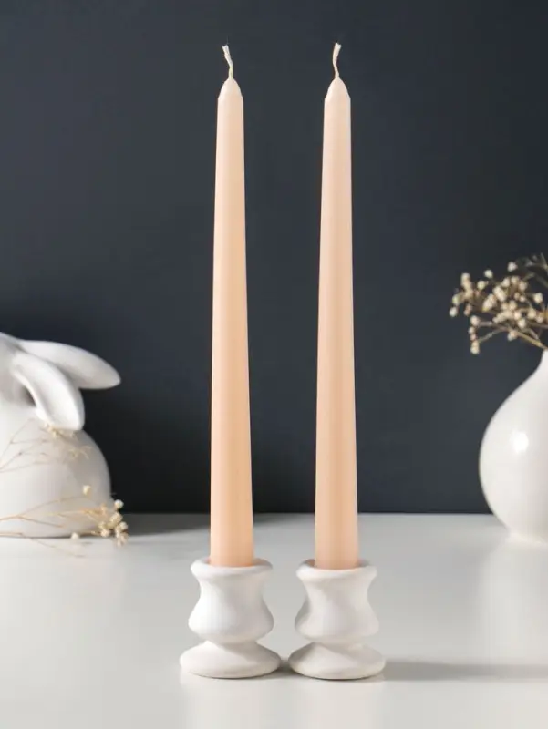 Набор свечей античных 25 см, 2 шт., 58 г, 7 ч, слоновая кость