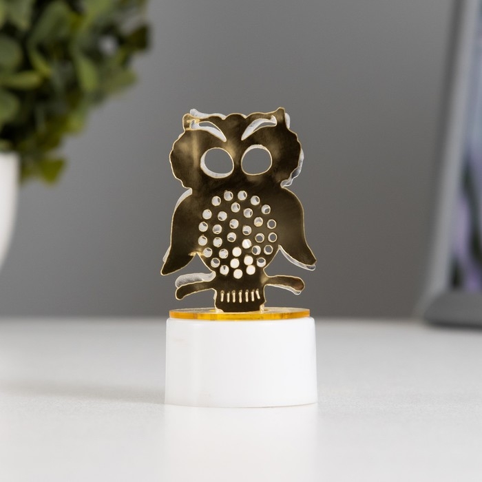 Ночник Ночник "Сова" LED от батареек 3хLR41 золото 3,5х3,5х6 см