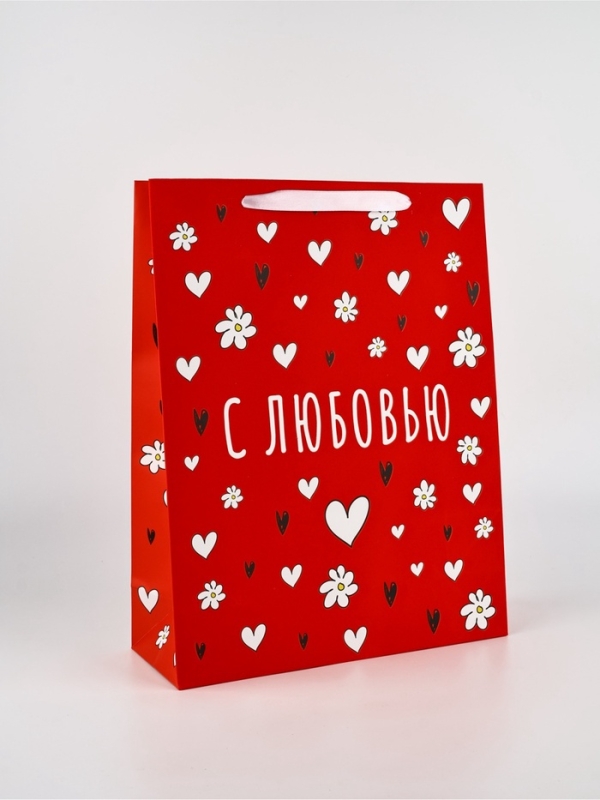 Пакет подарочный, упаковка, «С любовью», L. 31 × 40 × 11,5  см