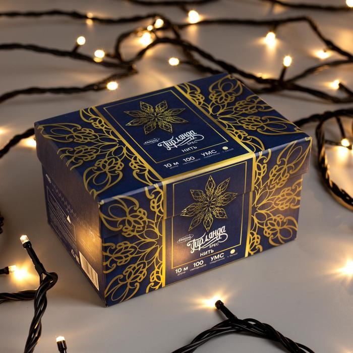 Гирлянда «Нить» 10 м, IP44, УМС, тёмная нить, 100 LED, свечение тёплое белое, 220 В Гирлянда «Нить» 10 м, IP44, УМС, тёмная нить, 100 LED, свечение тёплое белое, 220 В