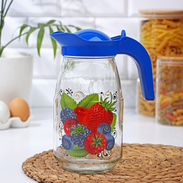 Кувшин с крышкой «Ягодный фреш», стеклянный, 1,5 л, с крышкой