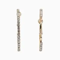 Серьги-кольца со стразами d=4.5 см, белые в золоте