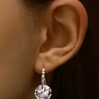 Серьги со стразами &laquo;Циркония&raquo; мини, круг, белые в серебре