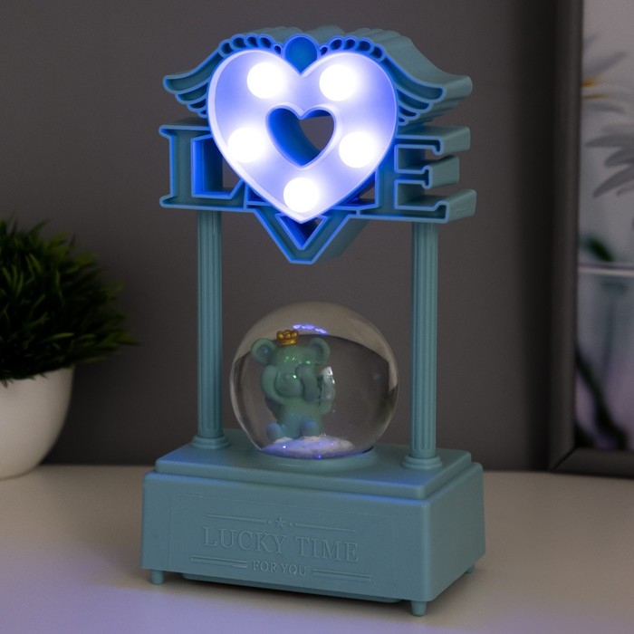 Ночник музыкальный Ночник музыкальный "Снежный шар" 5хLED от батареек 3ААА голубой 6,5х11х21см RISALUX