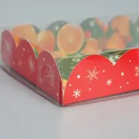 Коробка для кондитерских изделий с пластиковой крышкой «Мандарины», 10.5 х 21 х 3 см