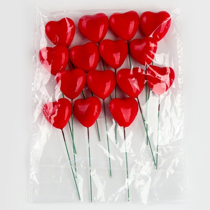 Набор топперов на проволоке «Сердце», набор 15 шт., размер 1 шт. — 3 × 2 × 8,5 см Набор топперов на проволоке «Сердце», набор 15 шт., размер 1 шт. — 3 × 2 × 8,5 см