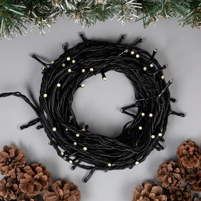 Гирлянда «Нить» 10 м, IP44, УМС, тёмная нить, 72 SMD-LED, свечение белое, 220 В