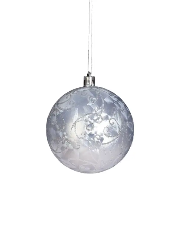 Ёлочные игрушки &laquo;Морозные узоры&raquo;, шары новогодние, d=8 см, набор 6 шт., серебристо-белый