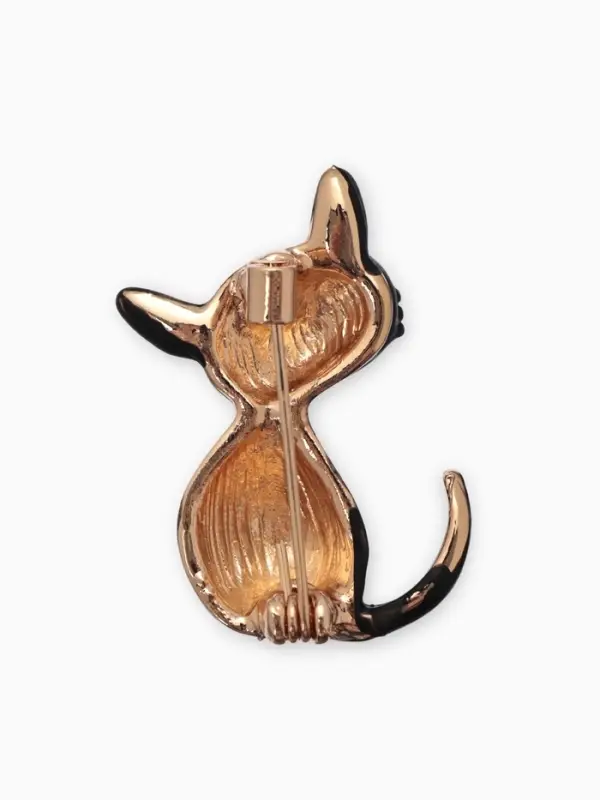 Брошь &laquo;Котёнок&raquo;, чёрная, глянцевая в золоте