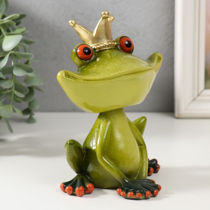 Сувенир полистоун лак Сувенир полистоун лак "Лягушка - царевна" голова на пружинке 14,5х11х8,2 см