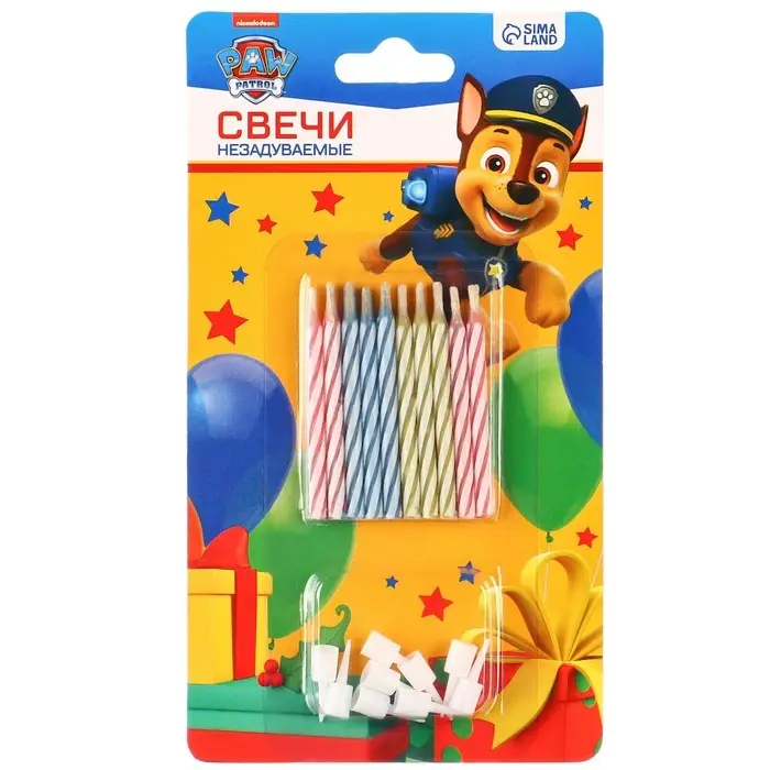 Набор свечей незадуваемые для торта, 10 шт, Щенячий патруль Набор свечей незадуваемые для торта, 10 шт, Щенячий патруль